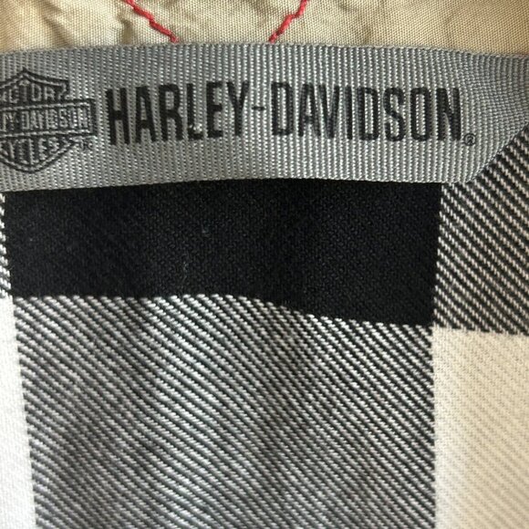 Harley Davidson Black White Buffalo Check Spell Out Button Front Shirt 3X Slim - Picture 10 of 11